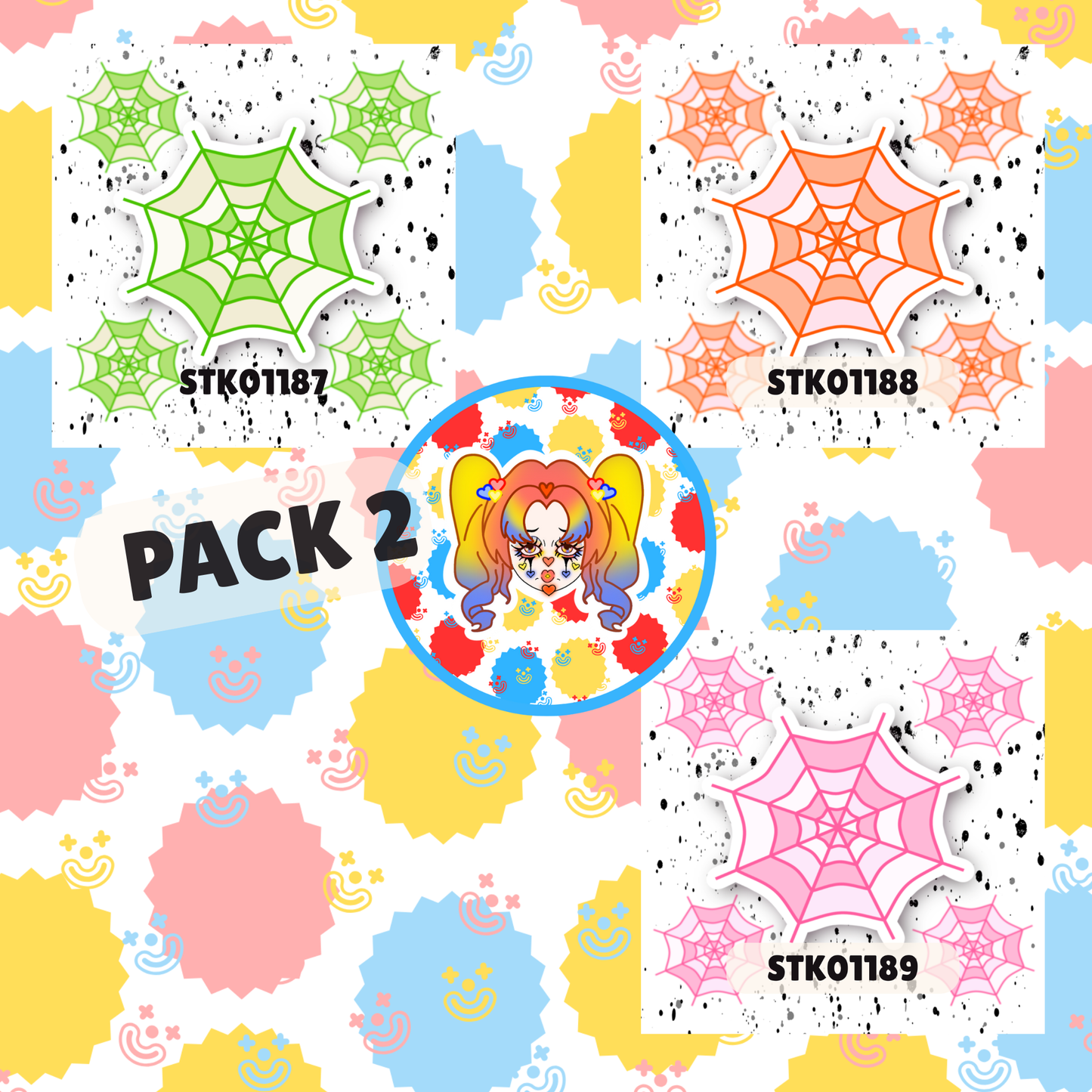 Pastel Spiderweb Stickers