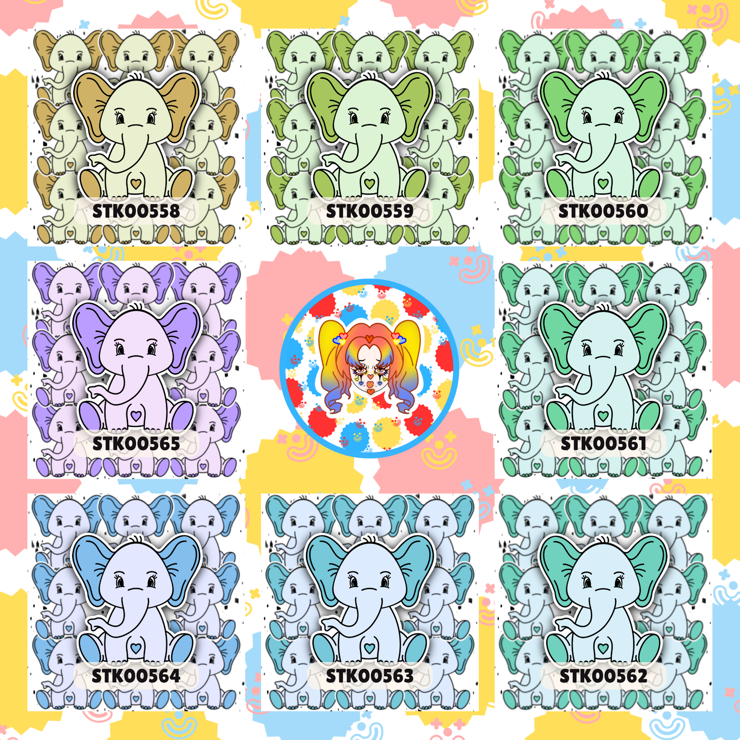 Pretty Elephant Stickers
