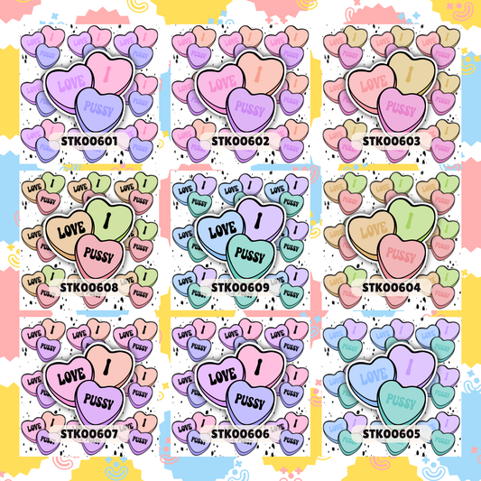 I Love Puss Stickers