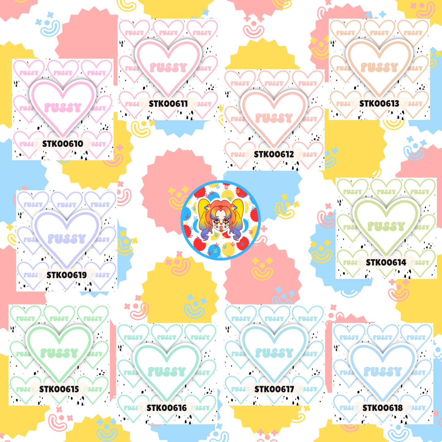 I Love Puss Stickers