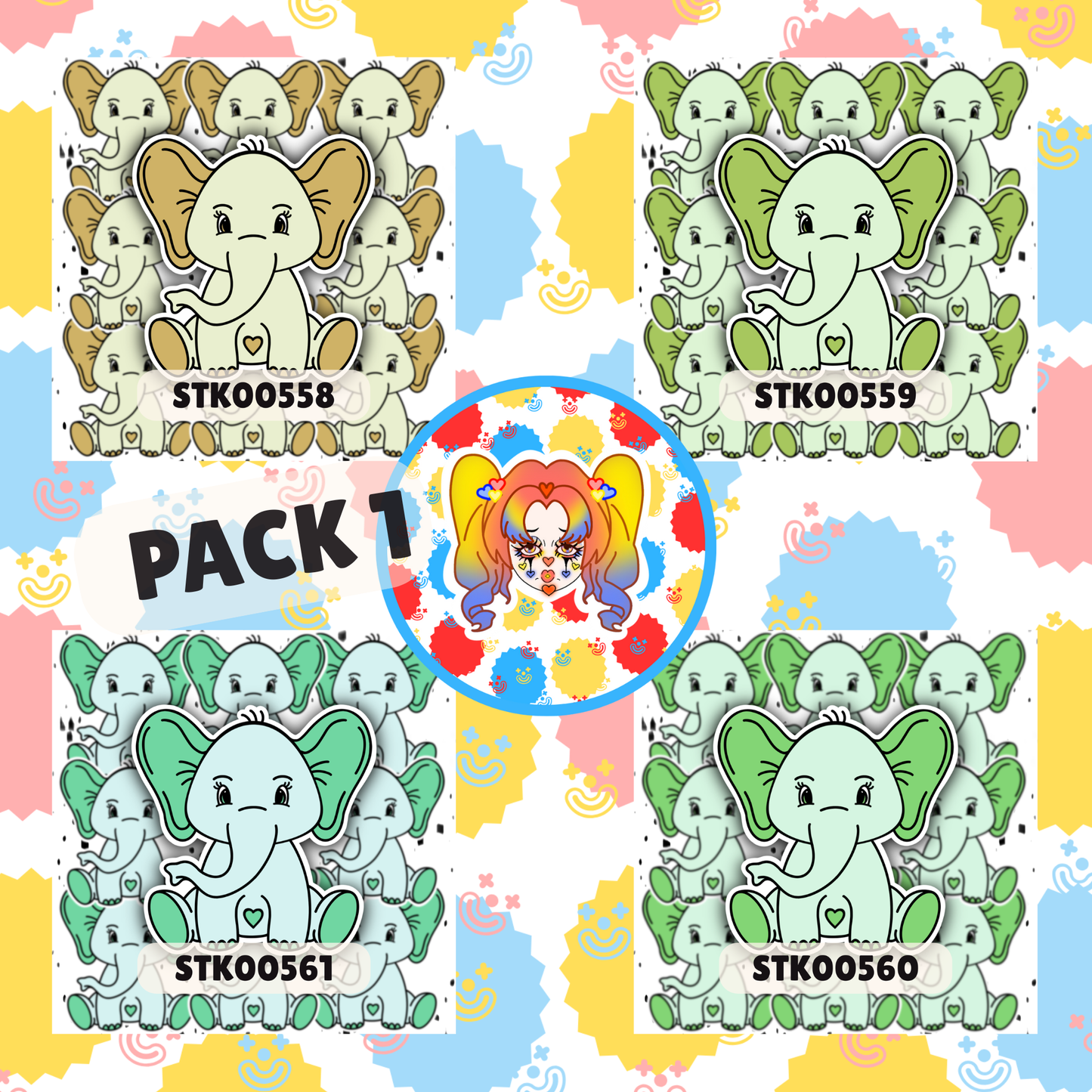 Pretty Elephant Stickers