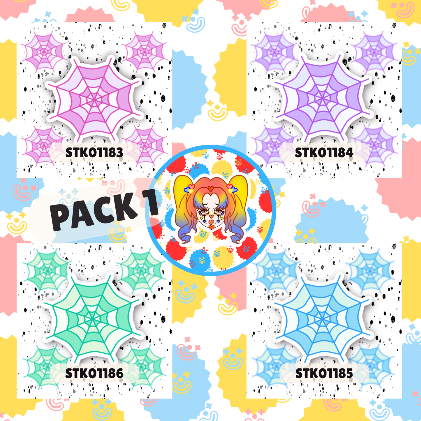 Pastel Spiderweb Stickers
