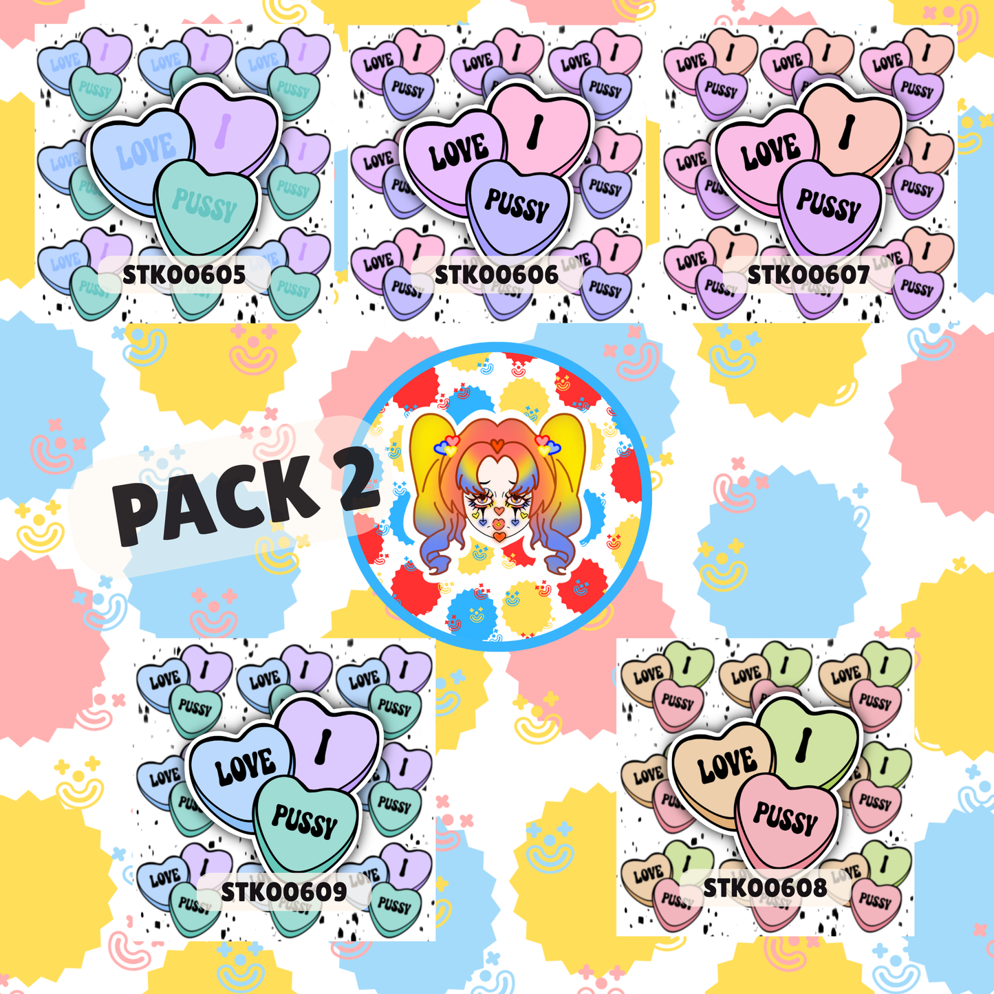 I Love Puss Stickers